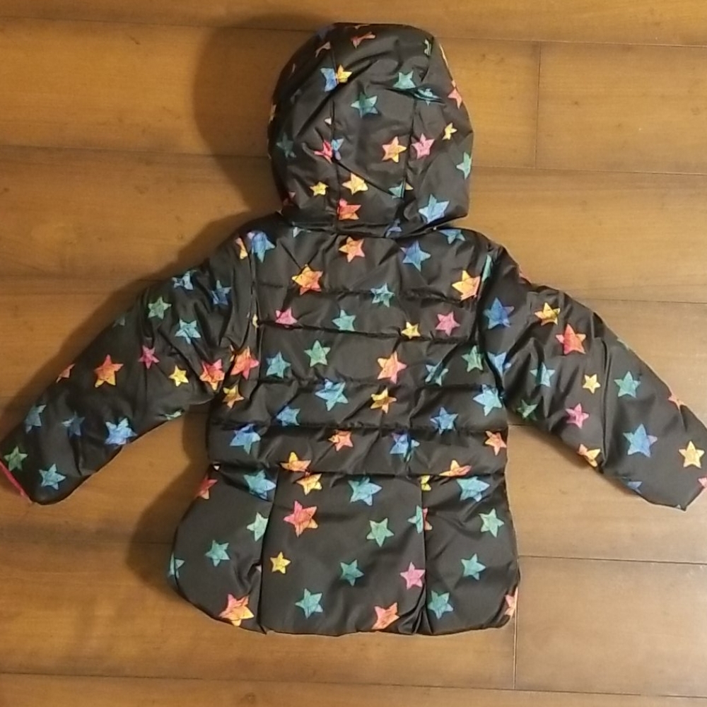 3T Black Rainbow Star Hooded Puffer Coat - Picture 2 of 9